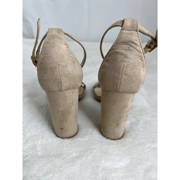 Lulus Beige Suede High Heel Sandals With Ankle Strap Buckle - Size 7.5 - Picture 4 of 5
